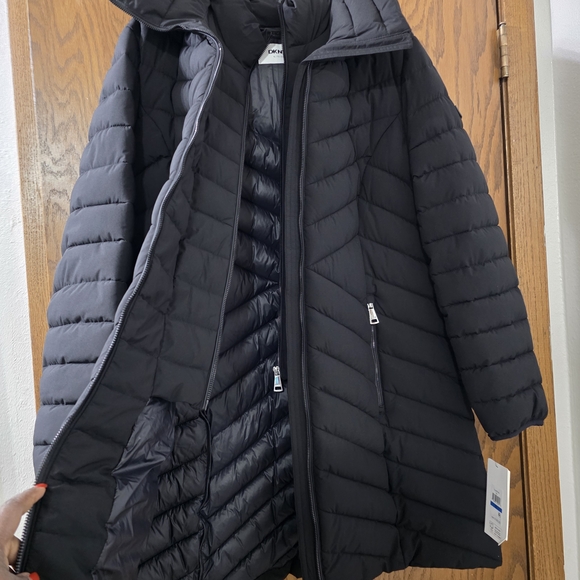 DKNY Black Puffer Coat Women Size XL - Picture 6 of 14